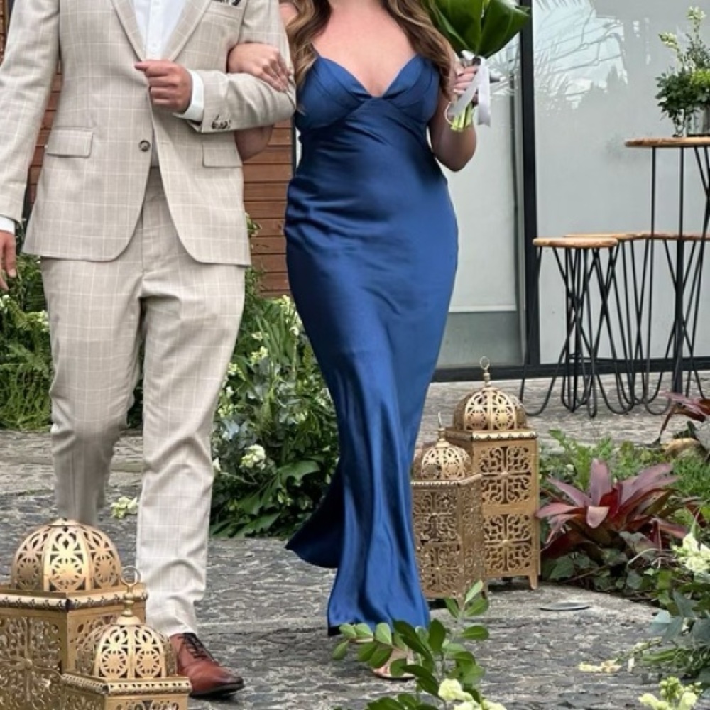 Hello Molly Navy Satin Maxi Dress